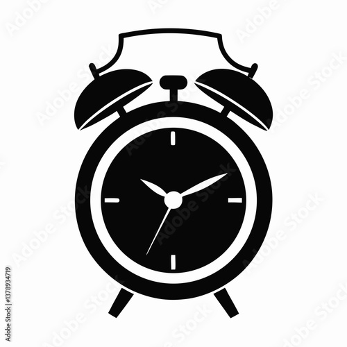 Retro black alarm clock with classic metal bells