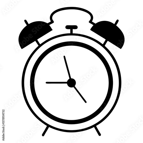 Retro black alarm clock with classic metal bells
