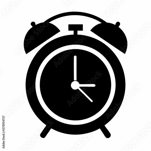 Retro black alarm clock with classic metal bells