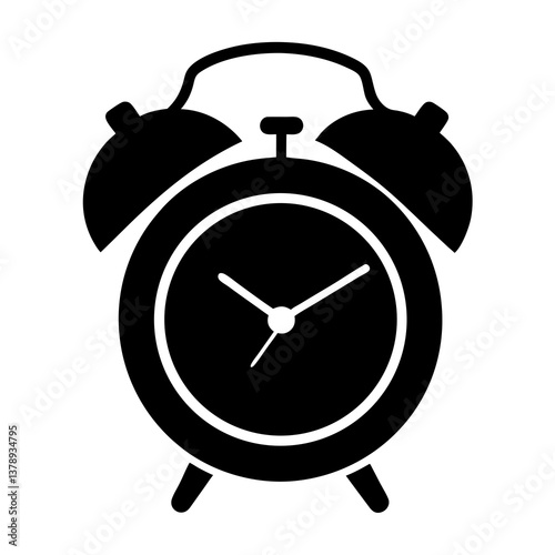 Retro black alarm clock with classic metal bells