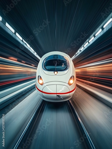 Streamlined high-speed rail speeding under the sunshine
