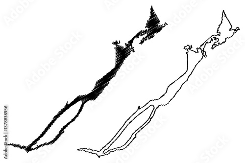 Lake Grand (Canada, North America, Newfoundland and Labrador) map vector illustration, scribble sketch map