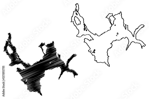 Lake Greve (South America, Republic of Chile) map vector illustration, scribble sketch map