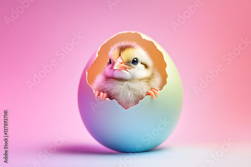 Chicken sitting in an eggshell, Easter egg