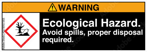 ANSI Z535 GHS Chemicals Label Health Hazard Ecological Hazard Avoid Spills Proper Disposal Required Horizontal