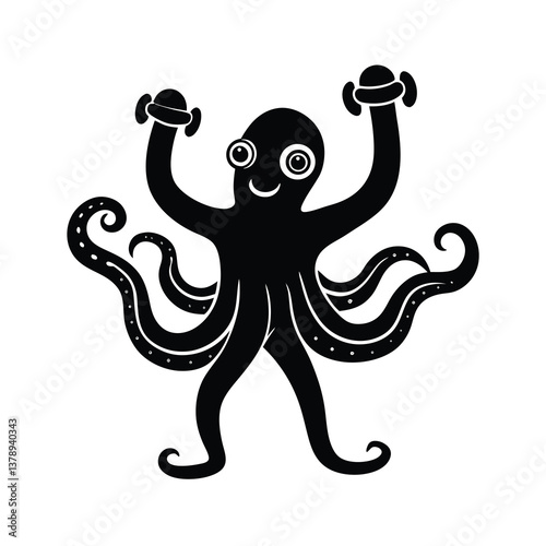 set of funny cartoon octopus