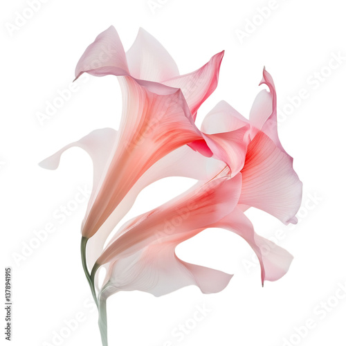 Beautiful Pink Lily with Trumpet Shaped Petals Isolated on Transparent Background