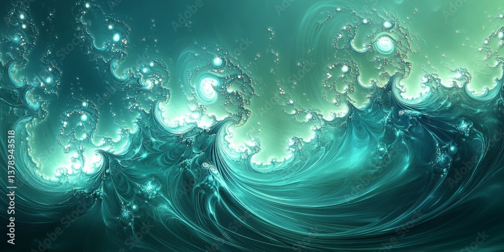 Stunning Teal Fractal Waves Graphic Design Stunning Teal Fractal Waves Graphic Design