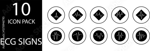 
simple ECG symbol icon set design