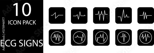 
simple ECG symbol icon set design