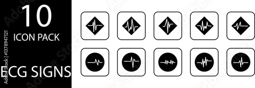 
simple ECG symbol icon set design