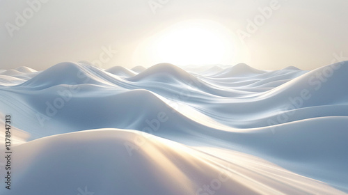 Surreal Soft Blue Dunes Under Warm Light