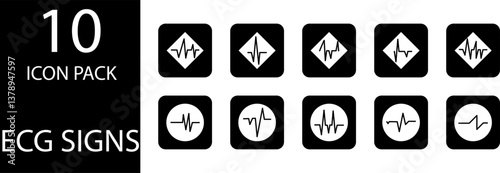
simple ECG symbol icon set design