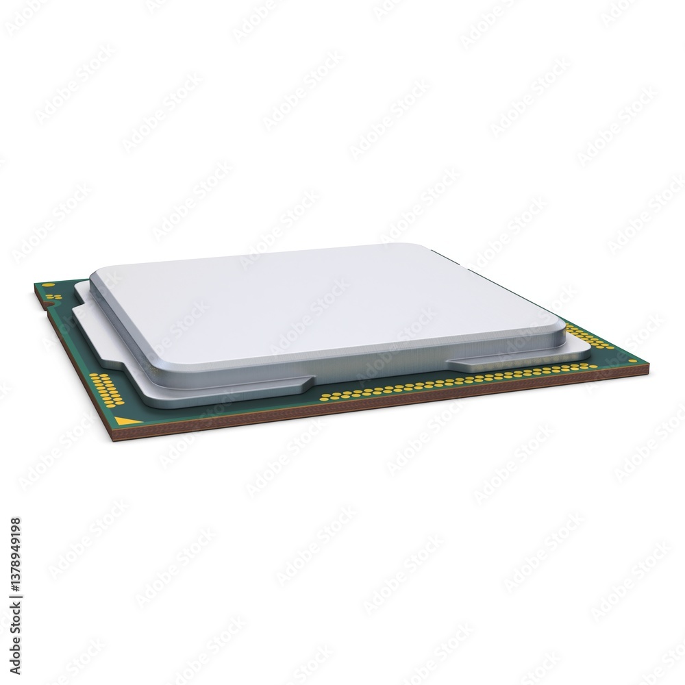Illustration 3D CPU Processor Generic on White Background Illustration 3D CPU Processor Generic on White Background