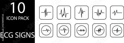 
simple ECG symbol icon set design