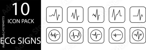 
simple ECG symbol icon set design
