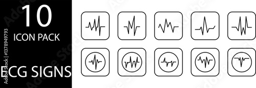 
simple ECG symbol icon set design