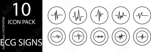 
simple ECG symbol icon set design