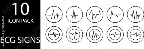 
simple ECG symbol icon set design