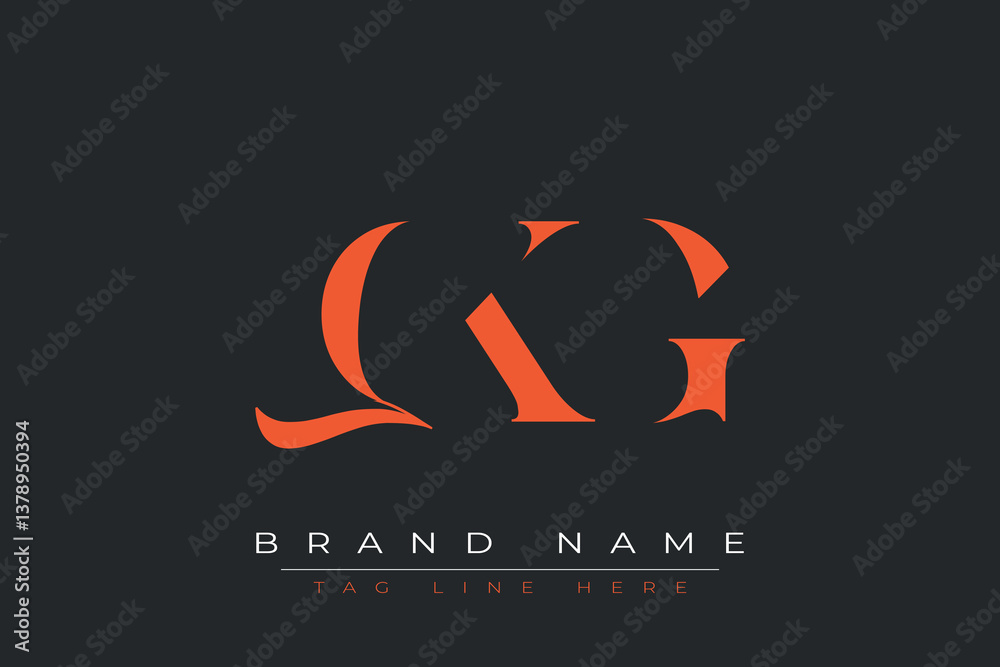 Naklejka premium QKG abstract letter logo design. This logo is designed by three abstract letters.