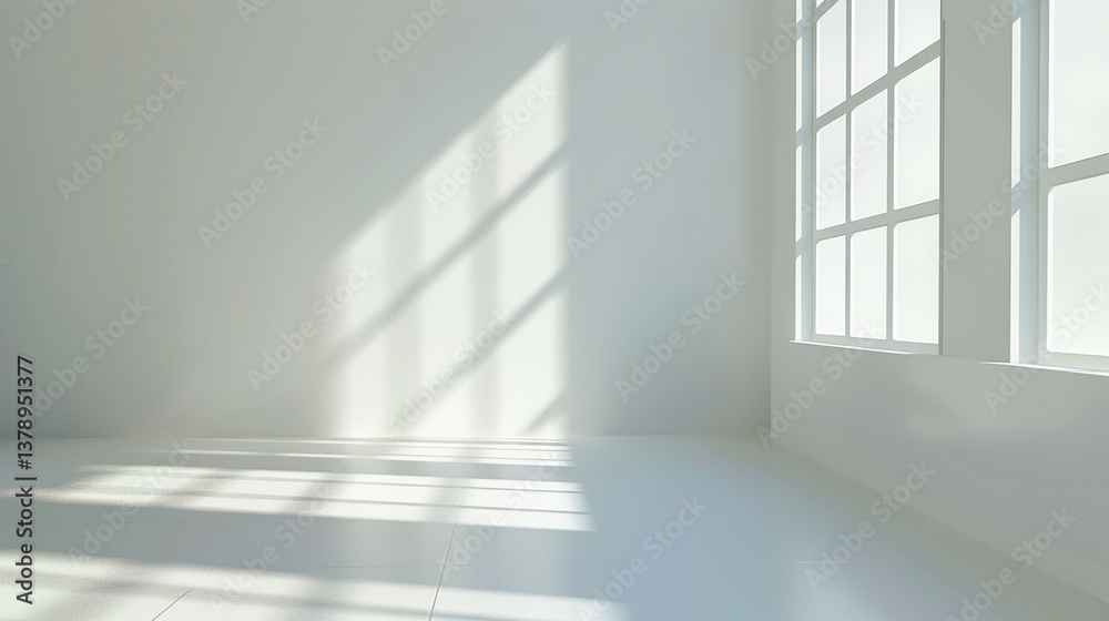 Minimalist Sunlit Room with Window Light and Shadows Minimalist Sunlit Room with Window Light and Shadows