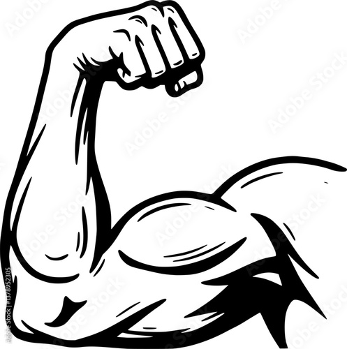 Silhouette of a hand flexing biceps vector logo illustration 