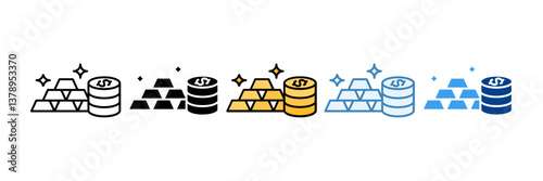 Gold Bar  Icon Set Multiple Style Collection