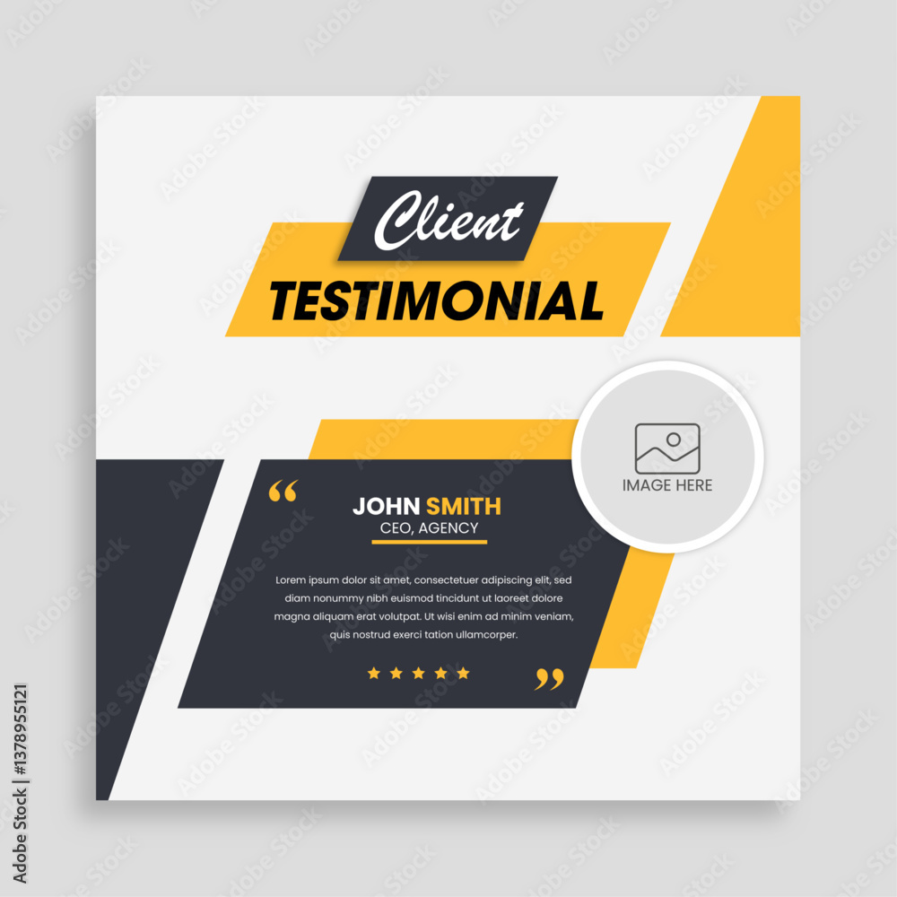 Fototapeta premium Client feedback or customer testimonial social media post design template.