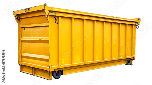 Yellow Metal Roll Off Dumpster Container on Wheels for Waste Disposal and Recycling