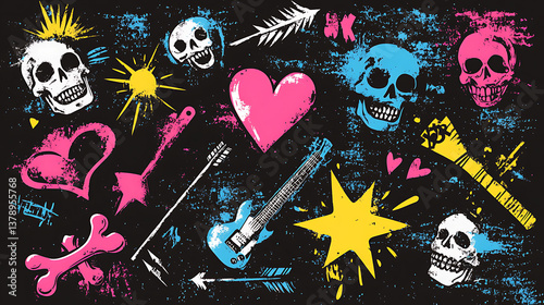 Colorful skull graphic pattern