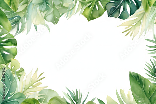 Wallpaper Mural Greeting Card Template with Floral Pattern. Abstract Background with Hand Drawn Leaves, Flowers and Succulents . Oil, Acrylic Painting Floral Pattern. Design Element for Greeting Cards and Wedding, Bi Torontodigital.ca