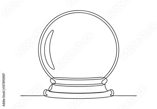 One continuous line drawing of a crystal ball in a minimalist linear style for fortune telling and mystical predictions