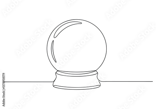 One continuous line drawing of a crystal ball in a minimalist linear style for fortune telling and mystical predictions