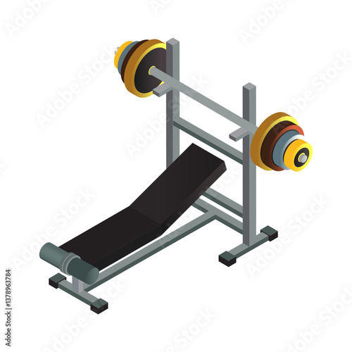Illustration of a gym fitness machine featuring sleek metal design. Ideal for health, wellness, workout, and fitness content.