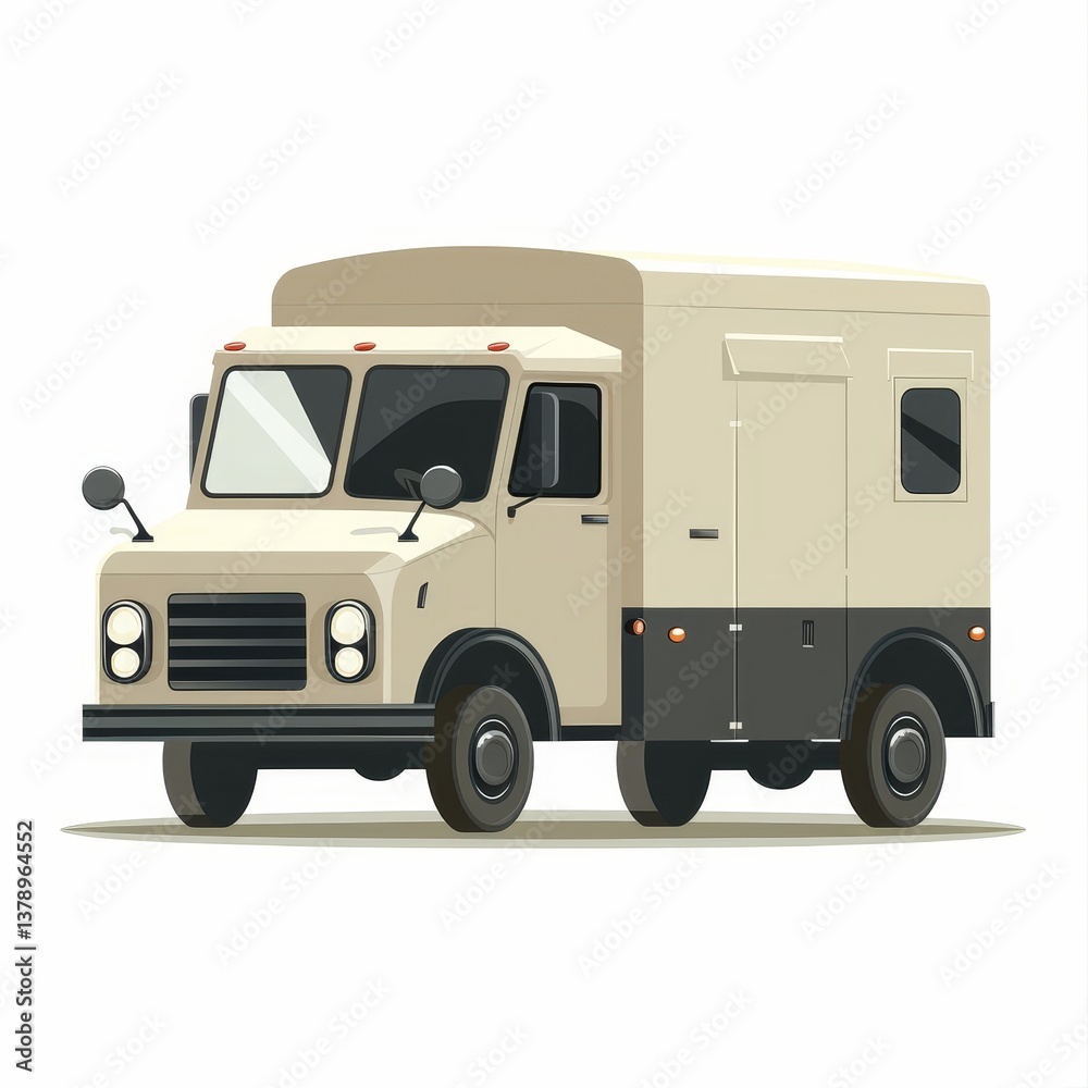 Obraz premium Minimalist vector art of a delivery truck with geometric shapes and clean modern design