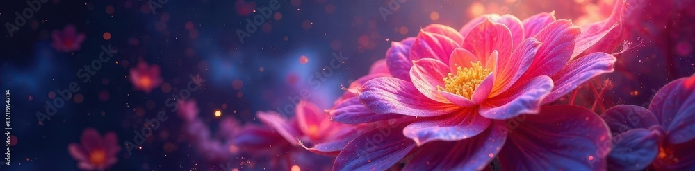 Glowing floral fractal, swirling nebula backdrop, stars, texture, iridescent Glowing floral fractal, swirling nebula backdrop, stars, texture, iridescent