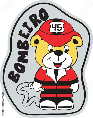 Cute Cartoon Firefighter Bear