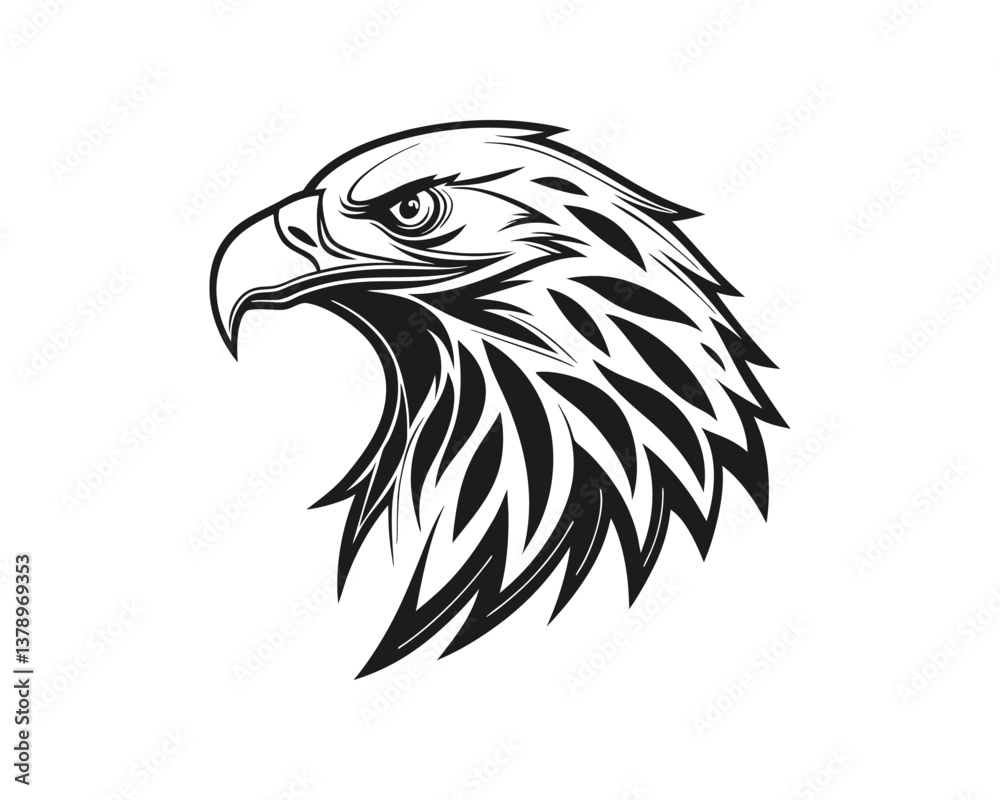 Obraz premium Black Eagle head vector illustration