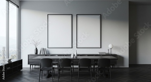 An empty frame hanging in the modern luxury room
