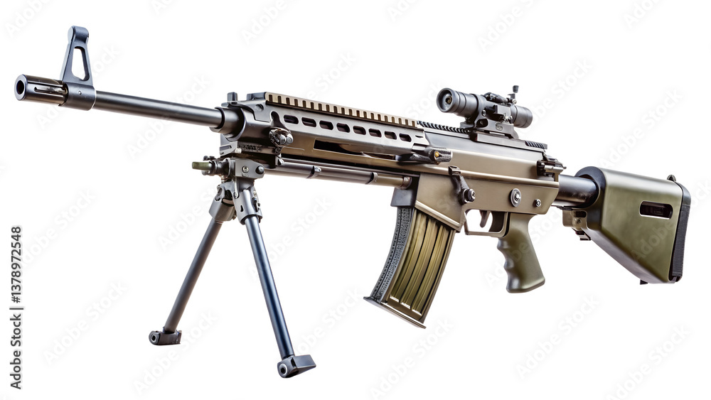 Assault rifle isolated on white background with clipping path Assault rifle isolated on white background with clipping path