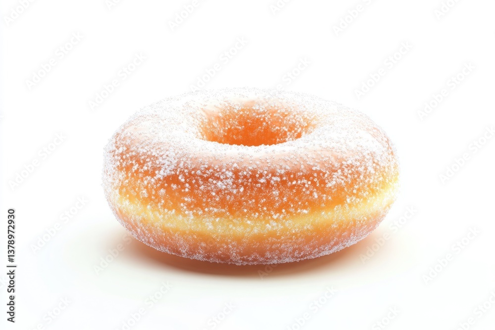 A single, delicious, sugar-dusted donut, glazed and ready to eat. A single, delicious, sugar-dusted donut, glazed and ready to eat.