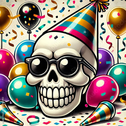 Skull in party celebration 