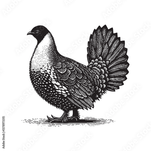Simple Sage Grouse Side View Vector Icon – Vintage Logo & Retro Illustration