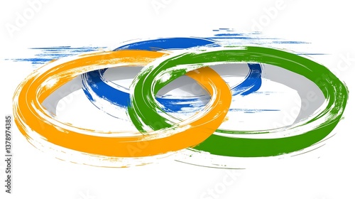 Abstract rings of overlapping color forming a graphic design element