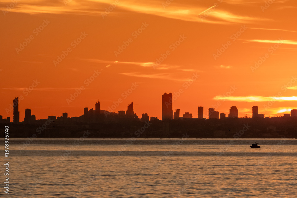 Sunset in December with a view of Benidorm. Spain, Calpe
Sunset in December with a view of Benidorm. Spain, Calpe