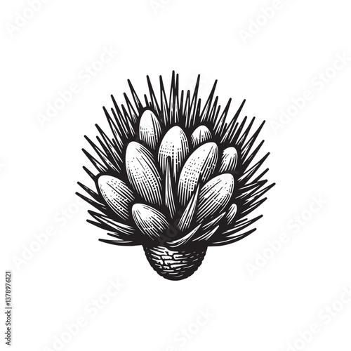 Simple Joshua Tree Seed Vector Icon – Vintage Logo & Retro Illustration