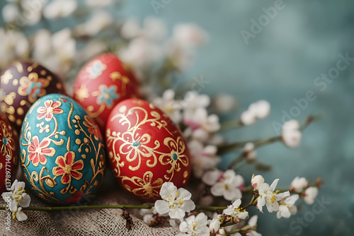 Easter eggs with floral patterns