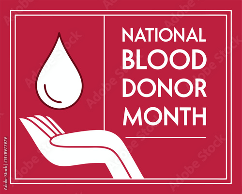 National Blood Donor Month Design: Hand Reaching for Blood Drop Illustration