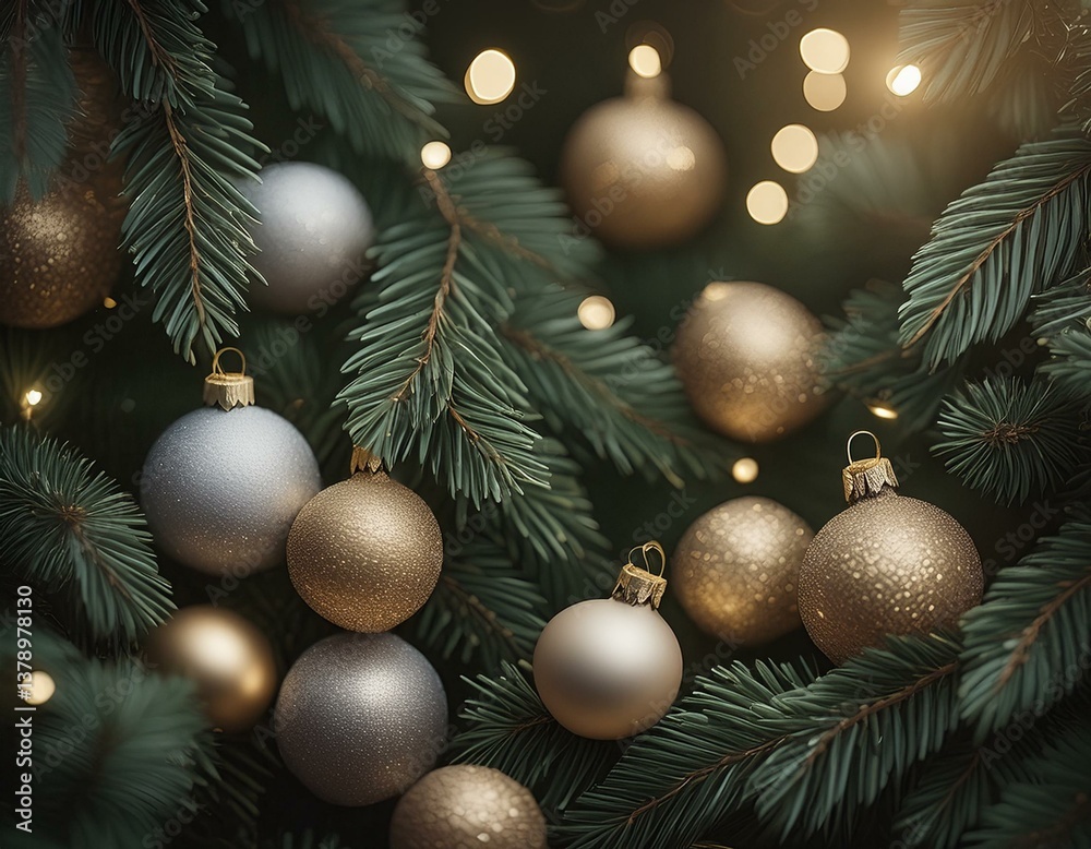 christmas background with christmas tree and balls christmas background with christmas tree and balls
