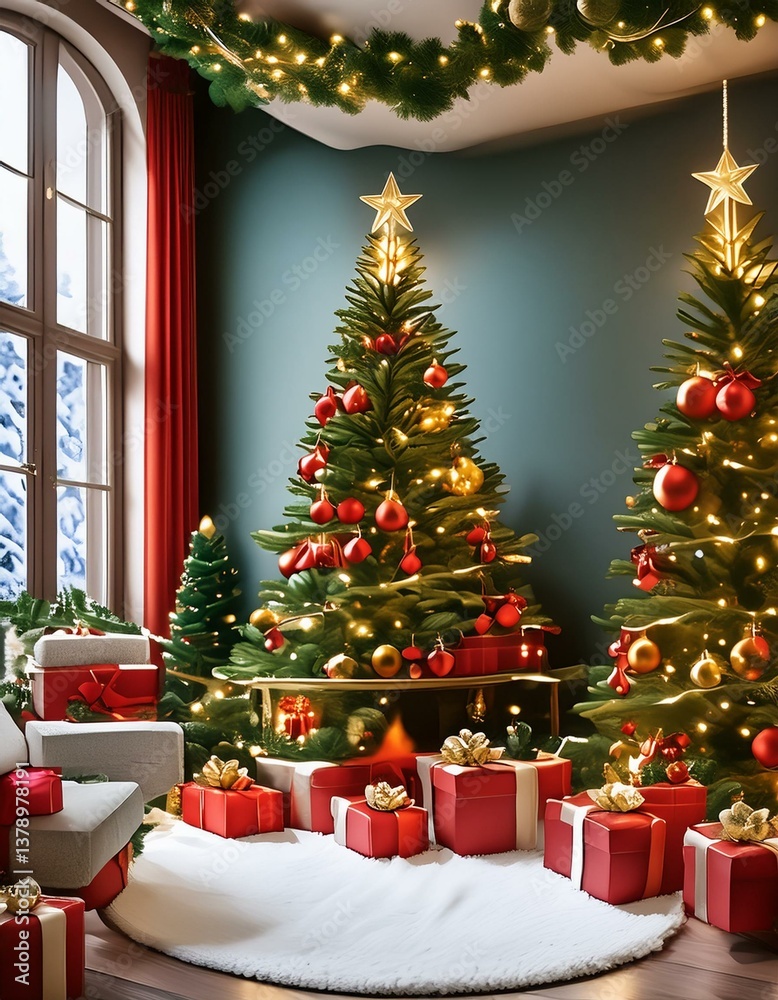 christmas background with christmas tree and balls christmas background with christmas tree and balls